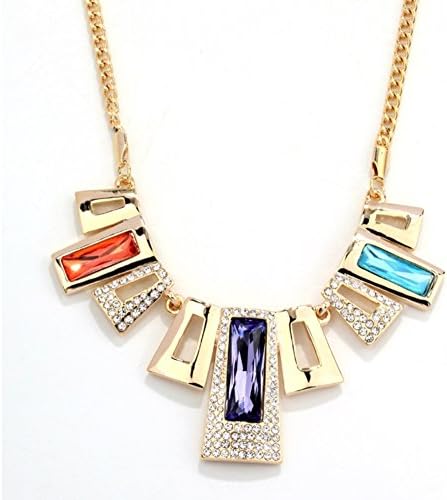 NL-02085C4 2016 Alloy Europe Geometric Inlaid Crystal Women Necklace