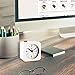 MARATHON Mini Non-Ticking Analog Alarm Clock with Auto Blacklight - Silent Smooth Sweep - Alarm & Snooze Functions - Two AAA Batteries Included, White/White