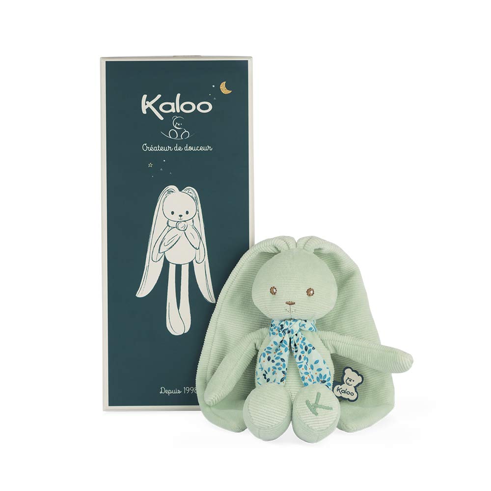 Kaloo - Lapinoo - Rabbit Doll - Baby’s Bi-Material Jersey & Knit Fabric Toy - 9.8"/25 cm - Acqua Colour - Ultra-Soft materials - Gift Box - K972202