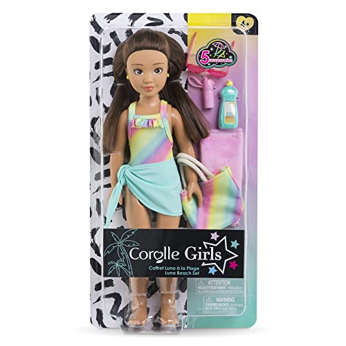 Coffret Luna a la plage COROLLE GIRLS - poupée mannequin - 5 accessoires - 28 cm - Des 4 ans