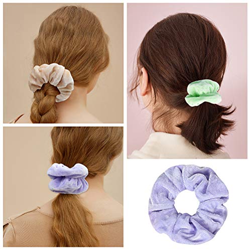 KECUCO 50 Colors Women's Velvet Hair Scrunchies Ponytail Holder Elastic Hair Bands, Including 52 pcs Velvet Scrunchy Hair Ties Ropes Scrunchie for Women or Girls Hair Accessories(COLOR3)