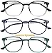 Success Eyewear Reading Glasses 3 Pair Stylish Color Readers Fashion Glasses for Reading Men & Women Set of Black, Navy, and Green 1.75