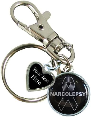 Holly Road Narcolepsy Awareness Ribbon Silver Key Chain Choose Your Text
