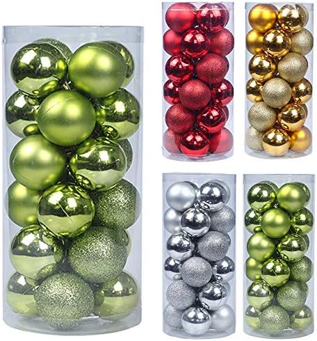 Keepax 24Pcs Christmas Balls Ornaments for Xmas Christmas Tree - Shatterproof Christmas Tree Decorations Large Hanging Ball for Holiday Wedding Party Decoration