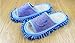 Moolecole Microfiber House Floor Cleaning Mop Slippers Detachable Mopping Shoes Cleaning Tool Fits Mens Size 7-8.5 Blue