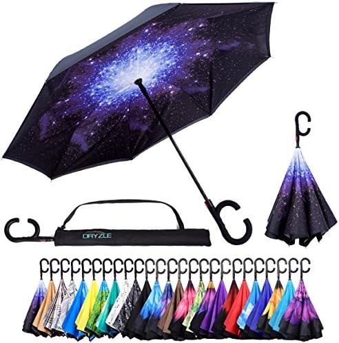 Reverse Inverted Inside Out Umbrella - Upside Down UV Protection Unique Windproof Brella That Open Better Than Most Umbrellas, Reversible Folding Double Layer