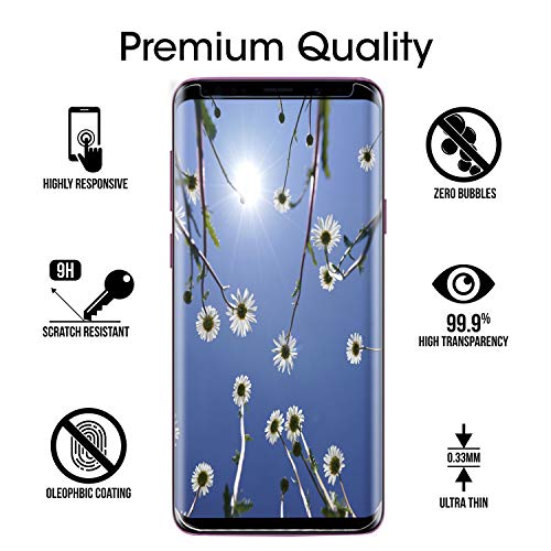 [2 Pack] Samsung Galaxy S9 Screen Protector, S9 Tempered Glass 3D Curved [9H Hardness][Anti-Fingerprint][Ultra-Clear][Bubble Free] Tempered Glass Screen Protector Compatible with Samsung Galaxy S9