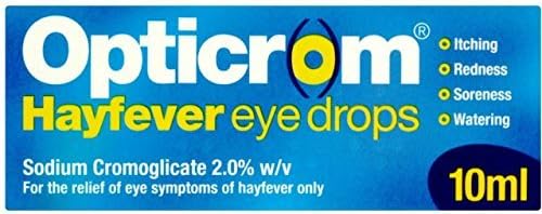 Opticrom Hayfever Eye Drops 10ml - Allergy Relief, Soothing Formula