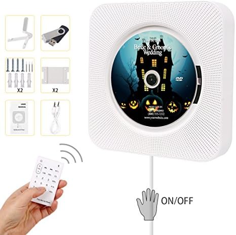 Bluetooth CD Player, Beatife Upgraded Wall Mounted Multipurpose Player HiFi Speaker Full-band FM Radio with Remote Control USB Drive AUX in & 3.5mm Headphone Jack Support A-B Repeat with 16G U-Disk