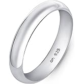 Amberta Women 925 Sterling Silver Wedding Band Ring