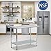 Kitchen Work Table Metal Stainless Steel Work Table with Adjustable Table Foot Scratch Resistent,24 X 72 Inchs