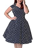 Nemidor Women's 1950s Style Polka Dot Pattern Vintage Plus Size Swing Dresss