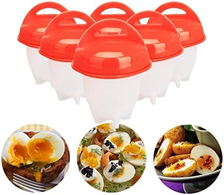 Egg Cooker Hard Boiled Eggs without the Shell Non Stick Silicone Poacher Boiled, Steamer AS SEEN ON TV Pack of 6