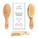 Baby Hair Brush & Detangler Comb Set | Natural Soft Goat Hair Bristles | For Newborns/Toddlers, Girls/Boys and Curly Hair | Cradle Cap or Kids Dandruff Solution | Perfect Baby Shower & Registry Gifts