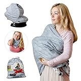 Nursing Breastfeeding Cover Scarf - Baby Car Seat Canopy, Shopping Cart, Stroller, Carseat Covers for Girls and Boys - Grey Arrows
