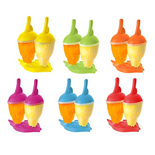 U.S. Kitchen Supply Jumbo Set of 12 Rainbow Ice Pop Molds - Sets of 2 in 6 Colors Red, Orange, Yellow, Purple, Blue & Green - Reusable Fruit Shaped Ice Pop Makers - Fill, Freeze & Serve Kids Treats