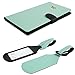 JAVOedge Travel Set: Mint/Black Two Tone Long RFID Blocking Passport Case with Pen Holder + 2 Matching Luggage Tags