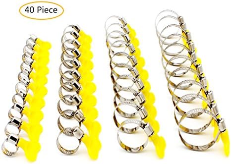 TSellk Adjustable Stainless Steel Hose Clamp, Pipe Clamp, Self-bringing Tools, 2/5" - 1 3/4", 40 Piece