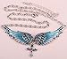 Szxc Womens Guardian Angel Wings Cross Adjustable Choker Necklace - Women Girls Biker Jewelry - 18