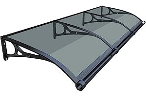 HIAPES Awning for Door Entrance, Awnings for Doors, Window Awnings Exterior Polycarbonate Cover Outdoor Front Door Patio UV/Rain/Snow Protection, Door Awnings Exterior for Porch/Patio/Deck