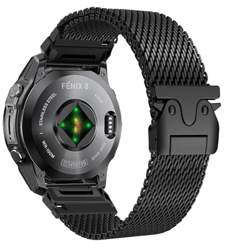 Titanium Strap for Garmin Fenix 8 47mm, Milanese Loop Bracelet, Parachute Buckle Straps Titanium for Garmin Fenix 7/7 Pro/6/6 Pro/5/5 Plus/Forerunner 935/945/955/965/Epix/Epix Pro Gen 2 47mm