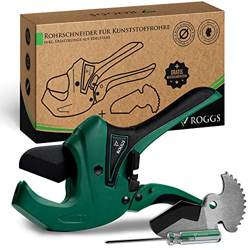 ROGGS® Rohrschneider Kunststoffrohre mit Ersatzklinge bis 42mm Ø Rohrabschneider, Schlauchschneider…
