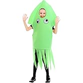 Seasons Squid Halloween Costume for Kids, Funny Ocean Animal Costumes, UV Black Light Reactive Costume, Size 5-7