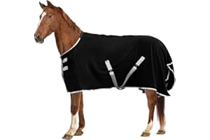 DockMoor Horse Cooler Blankets Fleece Cooling Moisture Wick Blanket After Exercise or Bath (Black, US81in/EU155cm)