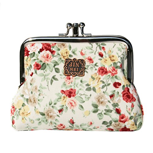 SanxinerCute Floral Buckle Coin Purses Vintage Pouch Kiss-lock Change Purse Wallets…