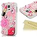 Mavis's Diary 3D Handmade Crystal Red Lips Lipstick Pink Heart Bow and Flower Rhinestone Diamond Bling White Hard Case Cover for Samsung Galaxy S5 I9600 SM-G900 (Lips and Lipstick)