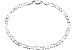Savlano 925 Sterling Silver Italian Solid Figaro Link Chain Bracelet For Men & Women - Made in Italy Comes With a Gift Box