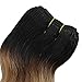 Emmet Brazilian Hair Extension Ombre Color Can be Dyed and Permed Body Wave Easy Installing&Sewing 8Inch Short 7A 100% Human Hair Weave 2PCS/Lot 50g/Piece, with Hair Care Ebook (1B/27)