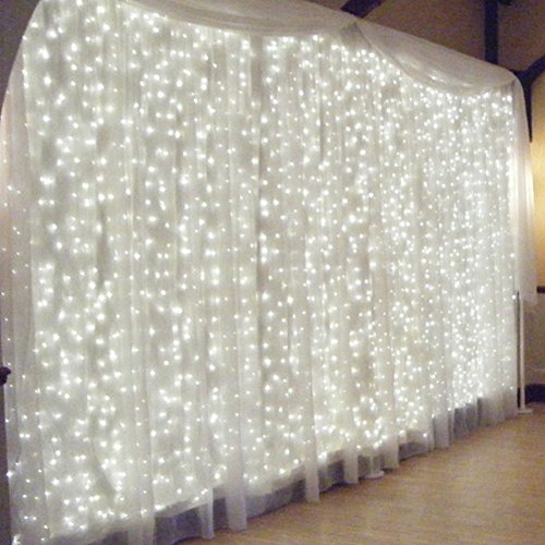 Ucharge  600 led curtain icicle lights with 8 modes, cu…