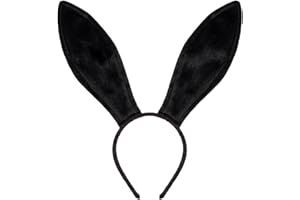 Funcredible Easter Bunny Ears Headband - Velvet Bendable Rabbit Ears for Kids and Adults - Cute Bunny Costume Accessory for Parties - Black