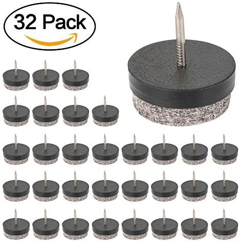 LOUFIMIDON Furniture Nail, 0.94'' or 24mm Felt Furniture Pads, Nail on Furniture Glides (32 Pack)
