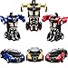Tatuo 3 Pieces Robot Car Toy 2 in 1 Deformation Car for Kids Boys Playing Christmas Birthday Gifts (Blue Yellow and Red)