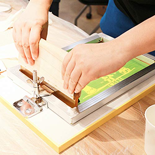 yanbirdfx 5Pcs/Set Screen Printing Kit Aluminum Frame+Hinge Clamp+Emulsion Coater+Squeegee
