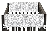 Side Rail Guards Teething Protector Baby Girl Crib Cover Wrap for Pink, Gray and White Elizabeth Collection - Set of 2