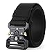 WERFORU Tactical Belt, Military Style Webbing Riggers Nylon Belt with Heavy-Duty Quick-Release Metal Buckle 1.5 Inches Wide, Black, Waist Size 39-46 Inches