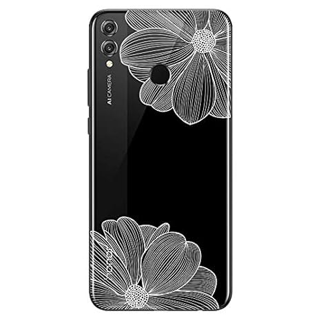 Novago Schutzhülle kompatibel Huawei Honor 8X mit Phantasie Muster (Weiße Blume)
