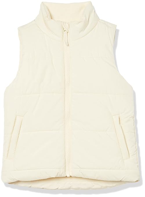 Amazon Essentials Girls' Heavyweight Puffer Vest, Ivory, Medium