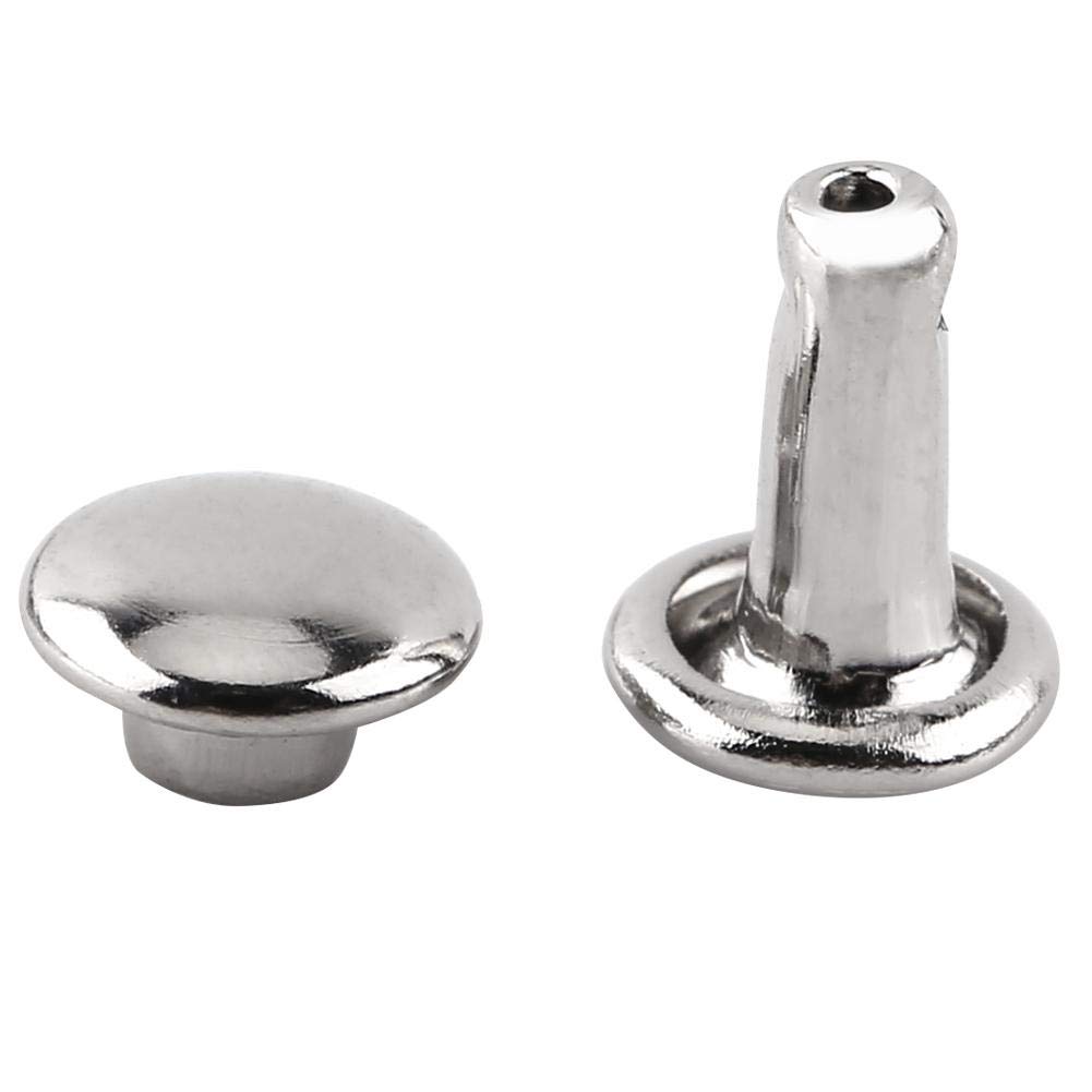 100PCS Metal Rivet Double Cap Tubular Metal Leather Repair Craft Decoration, Home DIY Handmade Accessories (Silver, Gold) for Bags Shoes Jackets
