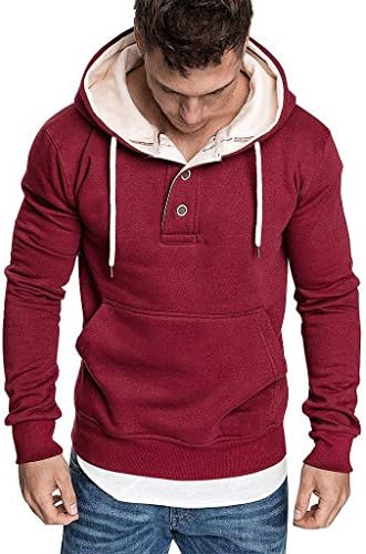 Hoodie Casual Hooded Sweatshirt Solid Color Long Sleeve Tops Drawstring Pullover with Pocket