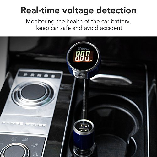 Fnova Wireless In-car Bluetooth FM Transmitter, Radio Adapter Car Kit W Dual USB Car Charger for iPhone Smartphone,MP3 Audio Player Supports TF Card Aux Input,Hands Free Calling