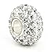 Metal Factory (1 Pc) White Crystal Ball Bead Sterling Silver Charm