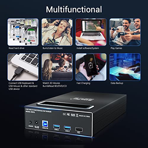 MthsTec 4 in 1 External Bluray Drive, 16X USB 3.0 and TypeC Powerful