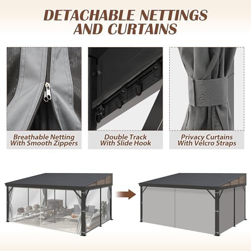 Raysfung 12' x 16' Hardtop Wall Mounted Gazebo Review: Lean-To Patio Shelter with Curtains image 16