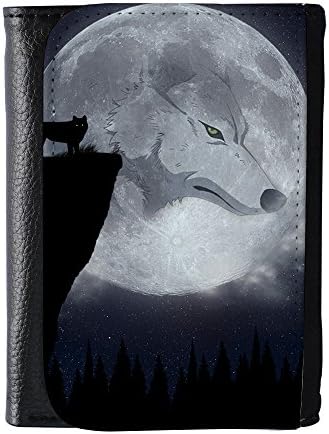 YEX Men's King Wolf Genuine Leather Black Wallet,S
