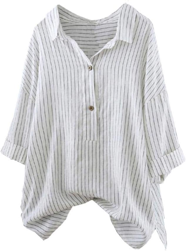 Striped Tops,Toimoth Women Plus Size Button Up Striped Top T Shirt Pullover Tunic Blouse