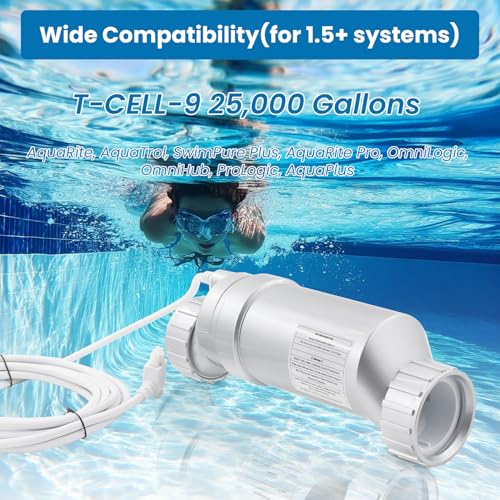 Salt Cell Replacement for Hayward T-Cell-9 – 3+ Year Titanium Core, Cuts Chlorine Costs Up to 56%, Compatible with AquaRite/AquaTrol/ProLogic/AQ-Logic Firmware 1.50+, 25,000 Gallon Pools